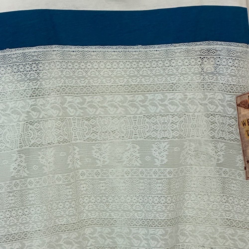 NWT - We The Free - Striped + Lace Teal/White Tank - Picture 8 of 14